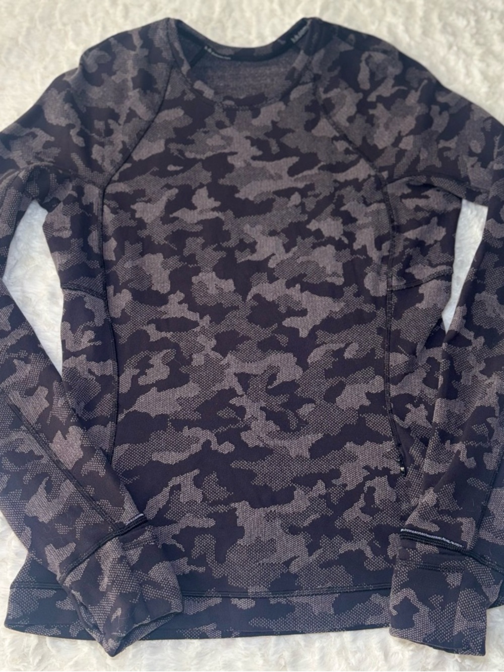 lululemon athletica Black Camo Long Sleeve Fleece Sweatshirt